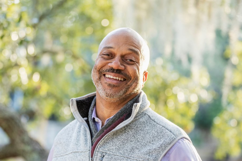 man smiling restorative